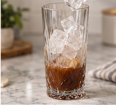 Ice added to the concentrate
